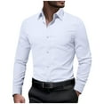 thumbnail image 1 of SuTry Men's Solid Color Business Casual Long Sleeved Shirts Fashionable Casual Outerwear Lapel Tops Suitable for Business Woking (White#1,XL), 1 of 7