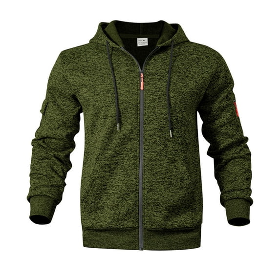 SuTry Men's Solid Color Hooded Cardigan Loose Casual Sports Sweatshirts with Zipper Drawstring Long Sleeved Suitable for Sports(Army Green,3XL)