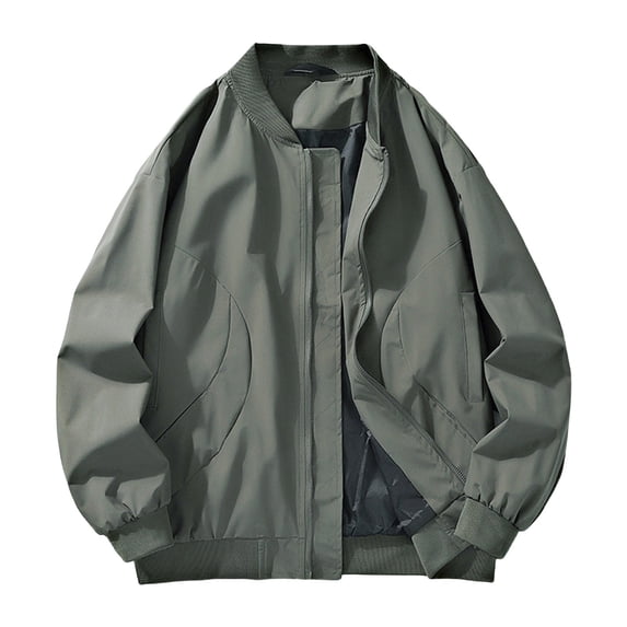SuTry Men's Solid Color Jackets Outdoor Windproof Waterproof Long Sleeved Round Neck Suitable for Outdoor Activities Bad Weather(Army Green,S)