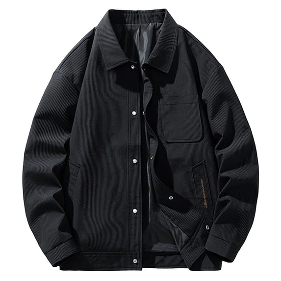 SuTry Men's Solid Color Jackets Outdoor Windproof Waterproof Long Sleeved Round Neck Suitable for Outdoor Activities Bad Weather(Black#1,5XL)