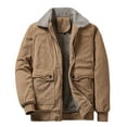thumbnail image 1 of SuTry Men's Solid Color Long Sleeved Lapel Jackets with Thick Fleece for Warmth Fashionable Casual Styles Suitable for Cold Weather(Khaki,2XL), 1 of 8