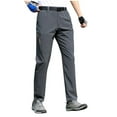 thumbnail image 1 of SuTry Men's Solid Color Pants Fall Trendy Fitting Elastic Waist Button Zipper with Belt Trousers for Golf Tennis Outdoor Activities(Dark Gray,5XL), 1 of 4