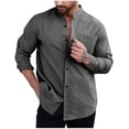 thumbnail image 1 of SuTry Men's Solid Color T-Shirt Long Sleeved Lapel Button Cardigan Shirts Pocket Blouses Suitable for Warm Weather Casual Outings(Dark Gray,L), 1 of 5