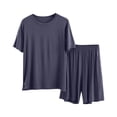 thumbnail image 1 of SuTry Men's Thin Solid Color Two Piece Pajama Sets Loose Short Sleeved and Shorts Home Suit Breathable Material for Summer Daily Wear(Dark Gray#3,XL), 1 of 8
