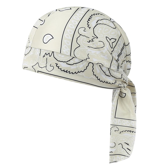 SuTry Men's Tone Fashion Hip Hop Durag Pirate Hat Headscarf Headband Wraps Enhances Hip Hop Looks Durag Headscarf Headband(Beige#1,Free Size)