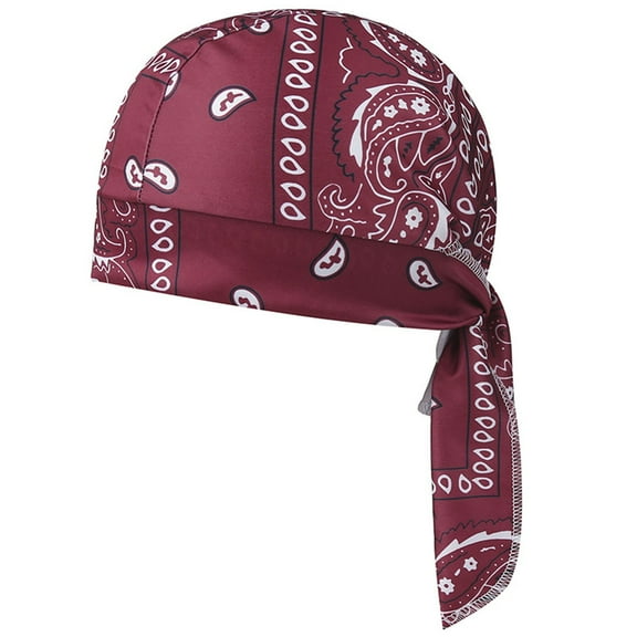 SuTry Men's Tone Fashion Hip Hop Durag Pirate Hat Headscarf Headband Wraps Enhances Hip Hop Looks Durag Headscarf Headband(Wine#1,Free Size)