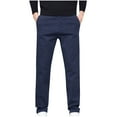 thumbnail image 1 of SuTry Men's Trendy Casual Solid Color Pants with Zipper Pockets Elastic Waist Full Length Comfy Fabric Adjustment Elastic Waist Trousers(Blue,XL), 1 of 3