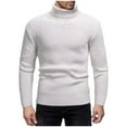 thumbnail image 1 of SuTry Men's Warmkeeping Blouses Solid Color Long Sleeved Slim Fitting Half High Neck Slim Knit Sweater Suitable for Casual Daily Wear(White,M), 1 of 4