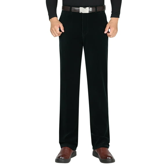 SuTry Men's Warmkeeping Corduroy Pants Solid Color Versatile for Spring Fall Straight Cut with Pocket Fashionable Texture for Warmth(Green#4,XL)