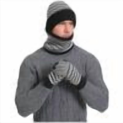 SuTry Men's Winter Woolen Hat Sets with Stripe Color Block Knitted Hats Scarves Gloves Included for Cold Weather Providing Warmth(Black,Free Size)