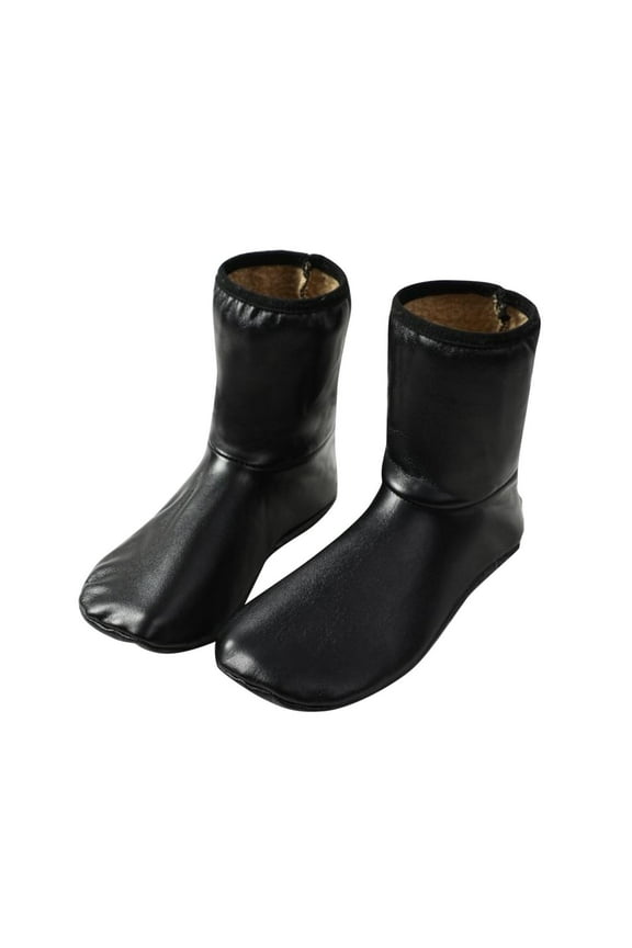 Men's and Women's Leather Socks Trendy Thickened Warmkeeping Material for Waterproof Durability Homewear(Black,M)