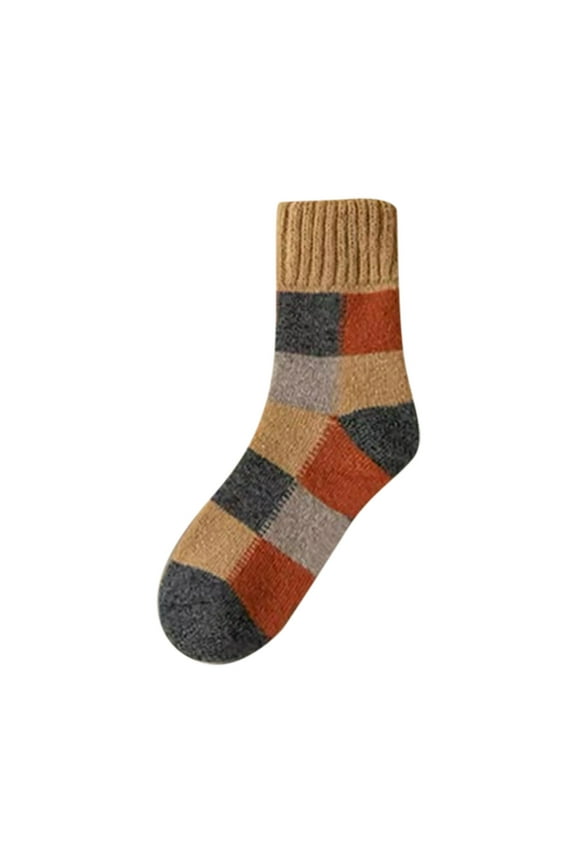 Men's and Women's Mid Tube Socks Winter Trendy Plaid Printing Comfortable Breathable Knitted for Softness Daily Wear(Yellow,Free Size)