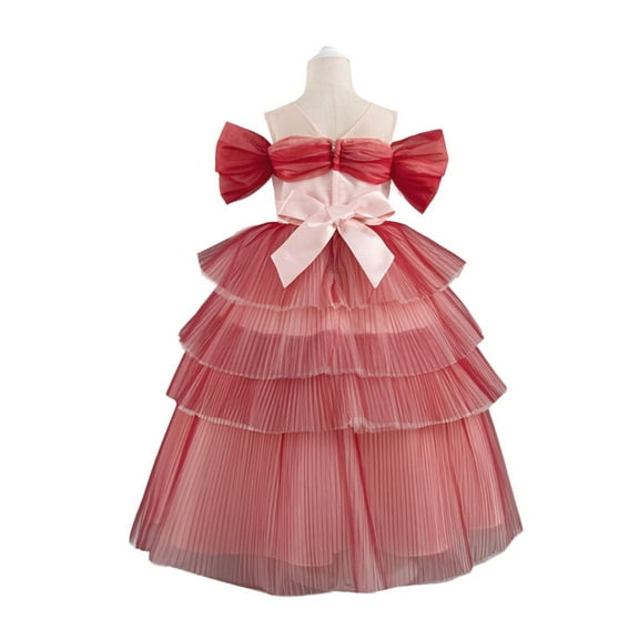 SuTry Middle Large Children's Sequined Mesh Softness Fabric Solid Color Princess Dress Sequins Catch Light Fits Special Events(Red#1,9 Years)