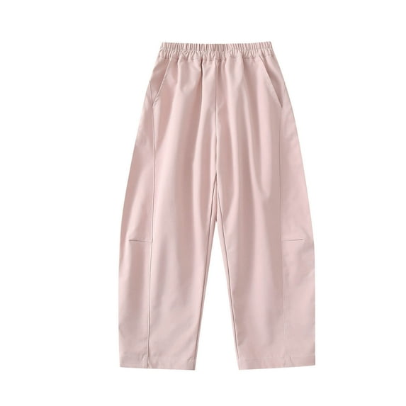 SuTry Middle and Large Boys' Casual Trousers Fashion Straight Leg Workwear Pants with Pockets Classic Look Leisure Trousers(Pink#1,7-8Years)