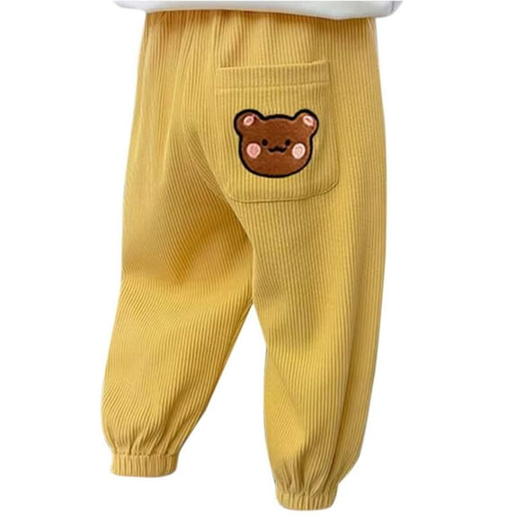 SuTry Middle and Large Children's Pants Printing All-Match Sports Ankle-Length Sweatpants with Pockets Style Matches Any Top(Yellow#5,80/1Y)