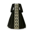 thumbnail image 1 of SuTry Muslim Style Girls' Princess Embroidered Long Sleeved V-Neck Dress for Banquet Evening Performance Exquisite Dress(Black,7 Years), 1 of 2