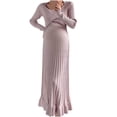 thumbnail image 1 of SuTry Pregnant Women's French Knitted Solid Color Fake Two-Piece Long Skirt Maternity Dress Fitting Ideal for Maternity Semi-Formal(Pink#2,Free Size), 1 of 7