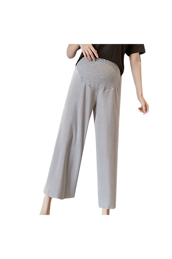 Spring Fall Pregnant Women's High Waist Fashion Solid Full Length Maternity Pants High Waist Supports Belly Fashion Style Loose(Gray#1,2XL)