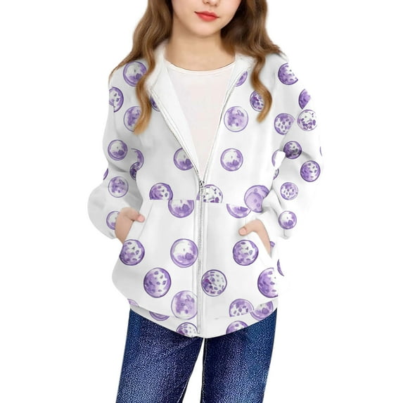 SuTry Toddler Kids Boys Girls Fashion Blouses Cute Printing Long Sleeve Pocket Hoodies Coat Zipper Closure Suitable Cool Weather(Purple#3,5 Years)