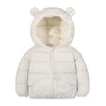 thumbnail image 1 of SuTry Toddler Kids Boys Girls Winter Printed Fleece Padded Hooded Zip Jacket Coat with Pocket Solid Color for Daily Wearing Tops(White,5 Years), 1 of 7