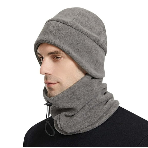 SuTry Unisex Adjustable Fleece Two Piece Set with Hat Scarf Windproof Features Fleece Material Traps Heat Adjustable Head Sizes(Dark Gray,Free Size)