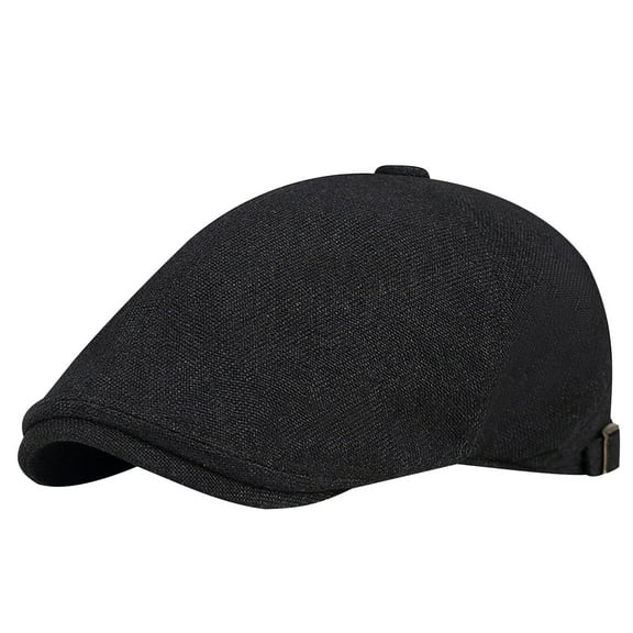 SuTry Unisex Casual Linen Solid Classic Beret for Versatile Matching Linen Fabric Stays Breathable Solid Shade Classic Looks Shape(Black,Free Size)