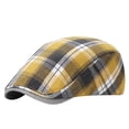 thumbnail image 1 of SuTry Unisex Casual Plaid British Style Beret Comfortable Breathable Forward Hat Plaid Pattern Abreathable for All Day Wear Fits(Yellow#3,Free Size), 1 of 2