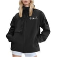 thumbnail image 1 of SuTry Valentine's Day Womens Jacket Print Lightweight Hooded Winter Outdoor Waterproof Tops Fashion Casual Outerwear Jackets for Women(Black,XL), 1 of 7