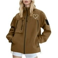 thumbnail image 1 of SuTry Valentine's Day Womens Jacket Print Lightweight Hooded Winter Outdoor Waterproof Tops Fashion Casual Outerwear Jackets for Women(Brown,L), 1 of 8