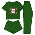 thumbnail image 1 of SuTry Women 3 Piece Christmas Pajamas Shorts Sleepwear Crew Neck Shirt Shorts and Long Pants Christmas Print Top and Loose Pants Set(Green,XS), 1 of 8