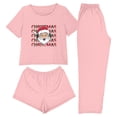thumbnail image 1 of SuTry Women 3 Piece Christmas Pajamas Shorts Sleepwear Crew Neck Shirt Shorts and Long Pants Christmas Print Top and Loose Pants Set(Pink,2XL), 1 of 8