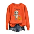 thumbnail image 1 of SuTry Women's Halloween Day Sweatshirts Tops Printed Long Sleeved Round Neck Theme Blouses for Outdoor Celebrations Wear(Orange#3,S), 1 of 3