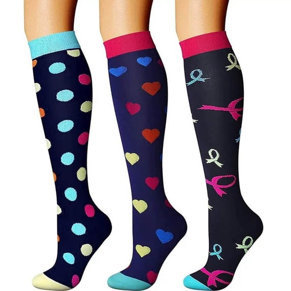 SuTry Women's 3 Pairs Cycling Socks with Support for Running Outdoor Activities Stockings Running Outdoor Sports(Multicolor,L/XL)