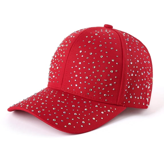 SuTry Women’s All-Over Rhinestone Baseball Cap Adjustable Sparkly Sun Hat Casual Fashion Breathable Lightweight for Women Daily Vacation Baseball Cap