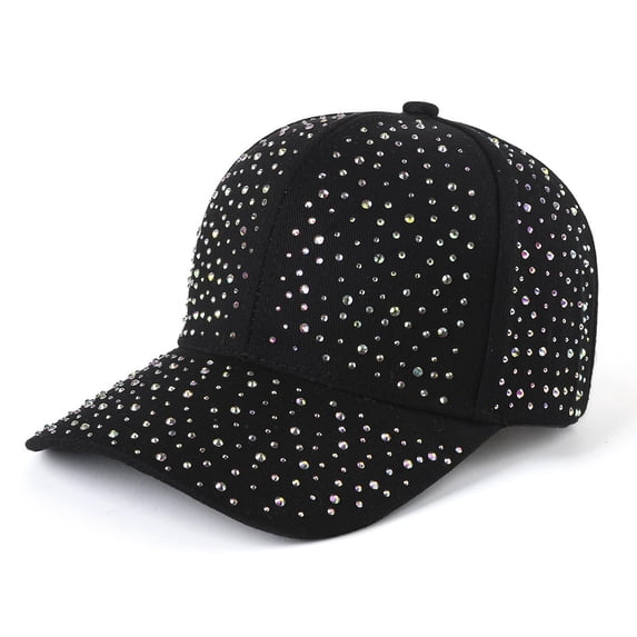 SuTry Women’s All-Over Rhinestone Baseball Cap Adjustable Sparkly Sun Hat Casual Fashion Breathable Lightweight for Women Daily Vacation Baseball Cap