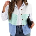 thumbnail image 1 of SuTry Women's Casual Plush Vest Fall Winter Lightweight Daily Print Loose Fit Collarless Button Front Fashion Outerwear for Ladies(Light Blue,3XL), 1 of 5