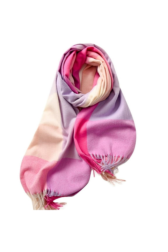 Women's Casual Scarves Mid-Length Warmkeeping Thick Wool Material Good for Cold Weather Keeping Cozy with Stylish Look Easy to Match(Hot Pink#4,Free Size)