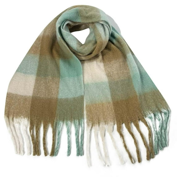 SuTry Women's Casual Scarves Mid-Length Warmkeeping Thick Wool Material Good for Cold Weather Keeping Cozy with Stylish Look Easy to Match(Khaki#2,Free Size)