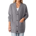 thumbnail image 1 of SuTry Women's Casual Solid Color Knit Cardigan Fall Winter Loose Long Sleeve Round Neck Fashion Warm Sweater Coat(Gray,XL), 1 of 4