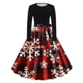 thumbnail image 1 of SuTry Women's Christmas Dress Festival Print Long Dress Round Neck Long Sleeve Casual Party Holiday Dress for Women(Red#1,2XL), 1 of 3