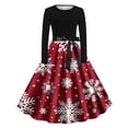 thumbnail image 1 of SuTry Women's Christmas Dress Festival Print Long Dress Round Neck Long Sleeve Casual Party Holiday Dress for Women(Red#2,XL), 1 of 3