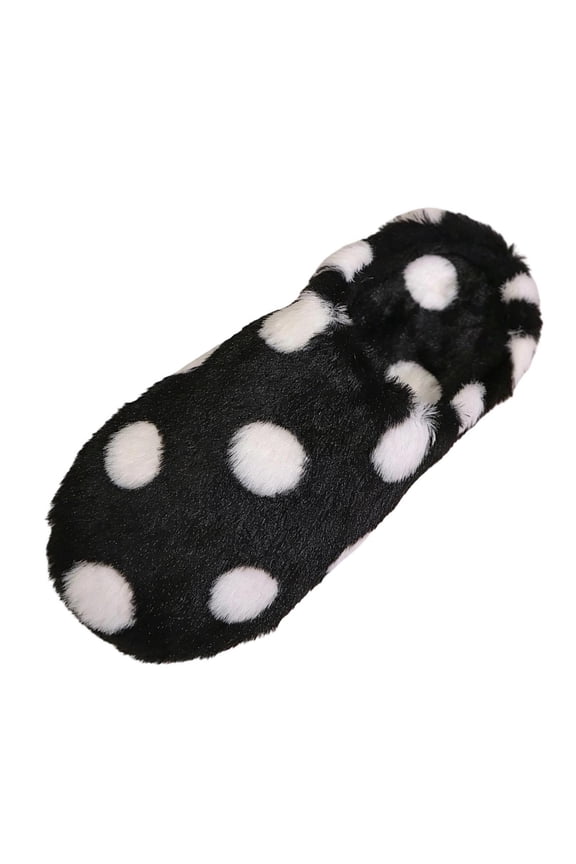 Women's Closed Toe Mule Slippers Polka Dot Faux Fur Upper Plush Lining Soft Cushioned Non-Slip Sole Indoor Outdoor Winter Casual Footwear(Black,36)