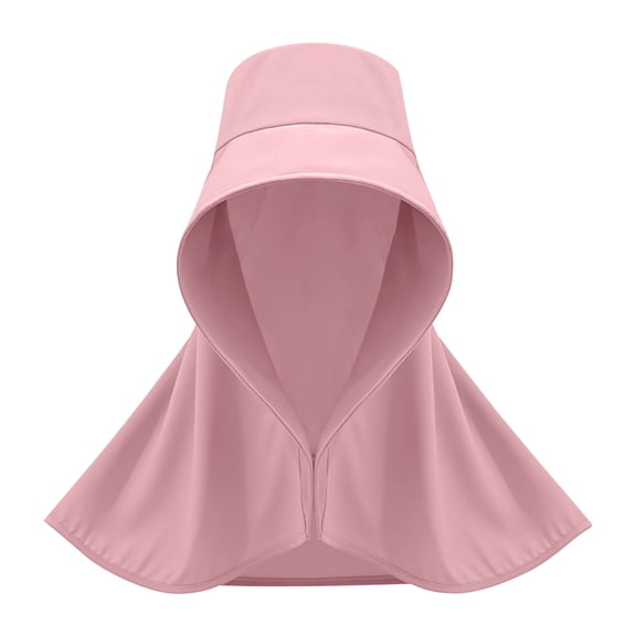 SuTry Women's Coverage Face Shoulder Neck Hat Solid Color Integrated Sunscreen Shawl Summer Fisherman Hat Oversized for Outdoor Working