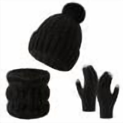 SuTry Women's Cute Thick Winter Sets Including Hats Scarves Gloves with Ear Protection Windproof for Snow Weather Keeping You Warm Cozy(Black#2,Free Size)