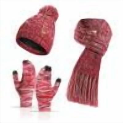 SuTry Women's Cute Thick Winter Sets Including Hats Scarves Gloves with Ear Protection Windproof for Snow Weather Keeping You Warm Cozy(Red,Free Size)