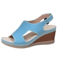 thumbnail image 1 of SuTry Women's Cutout Wedge Sandals Hook-and-Loop Open-Toe Platform Shoes PU Upper Shock-Absorbing Sole Plus Size Friendly for Women Errands Summer Sandals, 1 of 9
