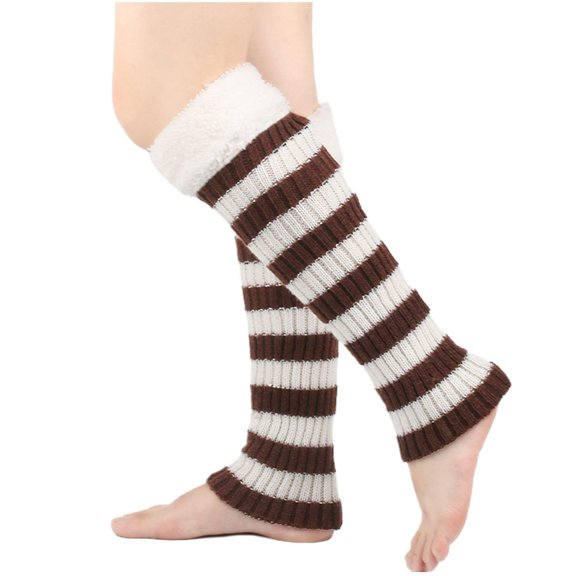 SuTry Women's Fashion Leg Warmers Solid Color Thermal Socks for Adults 80s Ribbed Knit Long for Warmth Ribbed Knit Fabric(Coffee#1,Free Size)