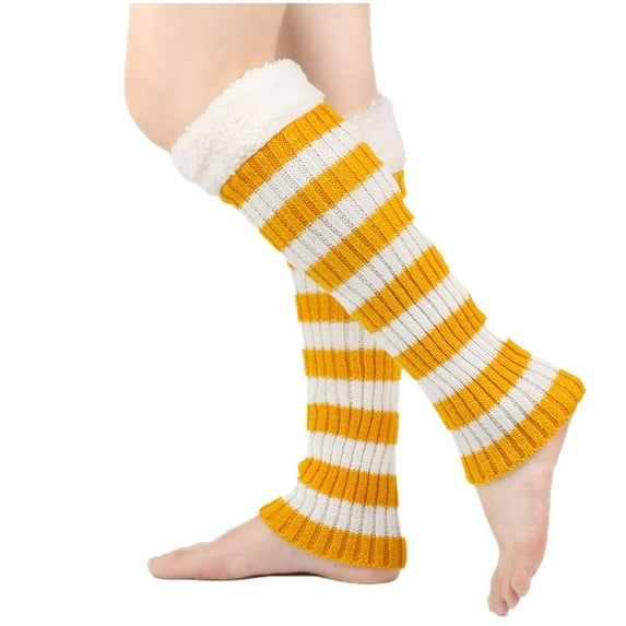 SuTry Women's Fashion Leg Warmers Solid Color Thermal Socks for Adults 80s Ribbed Knit Long for Warmth Ribbed Knit Fabric(Yellow#1,Free Size)