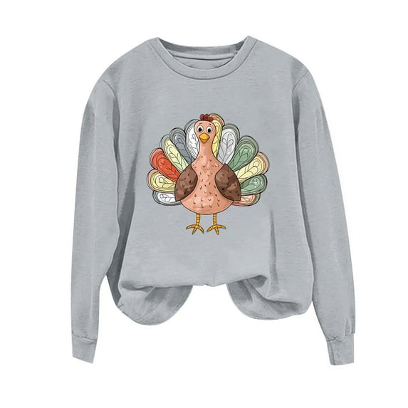 SuTry Women's Fashionable Halloween Printed Blouses Round Neck Long Sleeved Loose Casual Sweatshirt Tops Festive Outfits(Gray#1,XL)