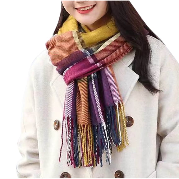 SuTry Women's Fashionable Scarves Soft Friendly Warm Thick Wool Material Ideal for Cold Weather Warmkeeping Easy to Pair with Different Outfits(Yellow#2,Free Size)
